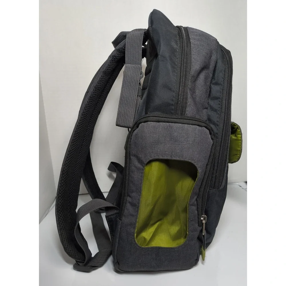 Eddie Bauer Crosstown Backpack Diaper Bag Attach To Stroller Gray Black Green